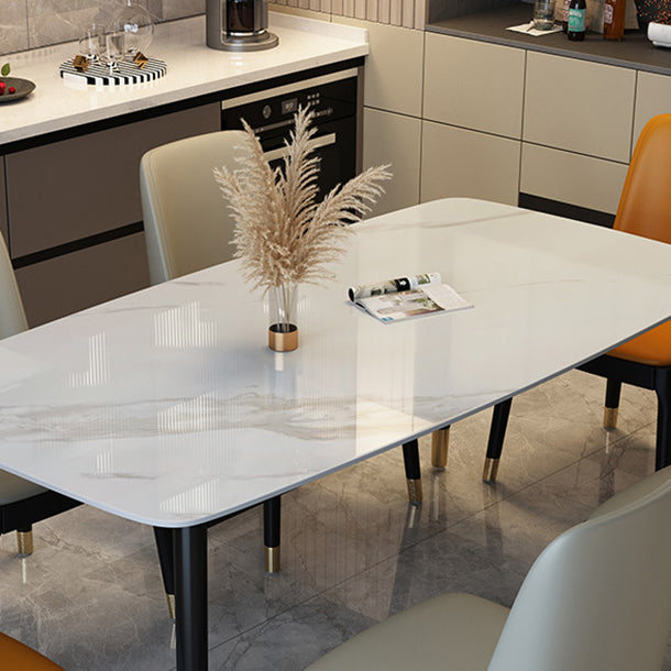 Traditional Luxury Rectangle Dining Table Solid Wood Black Frame 4 Legs Dining Table Clearhalo 'Dining Tables & Seating' 'Dining Tables' 'dining_table' 'furn' 'furn_dining_table' 'Furniture' 'furniture_dining_table' 'Kitchen & Dining Furniture' 'kitchen' 'kitchen_dining_table' 4707021