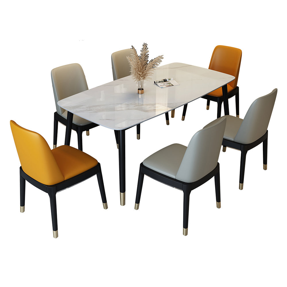Traditional Luxury Rectangle Dining Table Solid Wood Black Frame 4 Legs Dining Table Clearhalo 'Dining Tables & Seating' 'Dining Tables' 'dining_table' 'furn' 'furn_dining_table' 'Furniture' 'furniture_dining_table' 'Kitchen & Dining Furniture' 'kitchen' 'kitchen_dining_table' 4707023