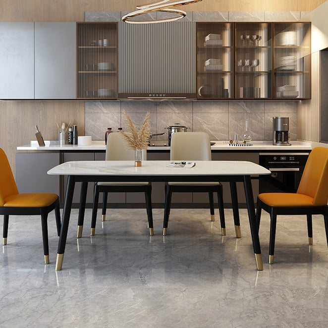 Traditional Luxury Rectangle Dining Table Solid Wood Black Frame 4 Legs Dining Table Clearhalo 'Dining Tables & Seating' 'Dining Tables' 'dining_table' 'furn' 'furn_dining_table' 'Furniture' 'furniture_dining_table' 'Kitchen & Dining Furniture' 'kitchen' 'kitchen_dining_table' 4707024