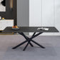 Luxury Sintered Stone Top Dining Table Rectangle Table with Metal Pedestal Black Without Chairs Clearhalo 'Dining Tables & Seating' 'Dining Tables' 'dining_table' 'furn' 'furn_dining_table' 'Furniture' 'furniture_dining_table' 'Kitchen & Dining Furniture' 'kitchen' 'kitchen_dining_table' 4707031