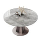 Modern Sintered Stone Top Dining Table Extendable Round Table with Pedestal Base Gray Gold Clearhalo 'Dining Tables & Seating' 'Dining Tables' 'dining_table' 'furn' 'furn_dining_table' 'Furniture' 'furniture_dining_table' 'Kitchen & Dining Furniture' 'kitchen' 'kitchen_dining_table' 4707066