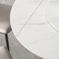 Modern Sintered Stone Top Dining Table Extendable Round Table with Pedestal Base Clearhalo 'Dining Tables & Seating' 'Dining Tables' 'dining_table' 'furn' 'furn_dining_table' 'Furniture' 'furniture_dining_table' 'Kitchen & Dining Furniture' 'kitchen' 'kitchen_dining_table' 4707071