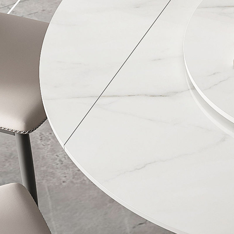 Modern Sintered Stone Top Dining Table Extendable Round Table with Pedestal Base Clearhalo 'Dining Tables & Seating' 'Dining Tables' 'dining_table' 'furn' 'furn_dining_table' 'Furniture' 'furniture_dining_table' 'Kitchen & Dining Furniture' 'kitchen' 'kitchen_dining_table' 4707071