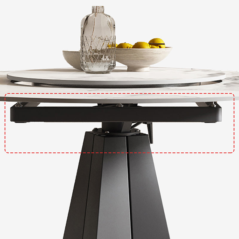 Modern Sintered Stone Top Dining Table Extendable Round Table with Pedestal Base Clearhalo 'Dining Tables & Seating' 'Dining Tables' 'dining_table' 'furn' 'furn_dining_table' 'Furniture' 'furniture_dining_table' 'Kitchen & Dining Furniture' 'kitchen' 'kitchen_dining_table' 4707072