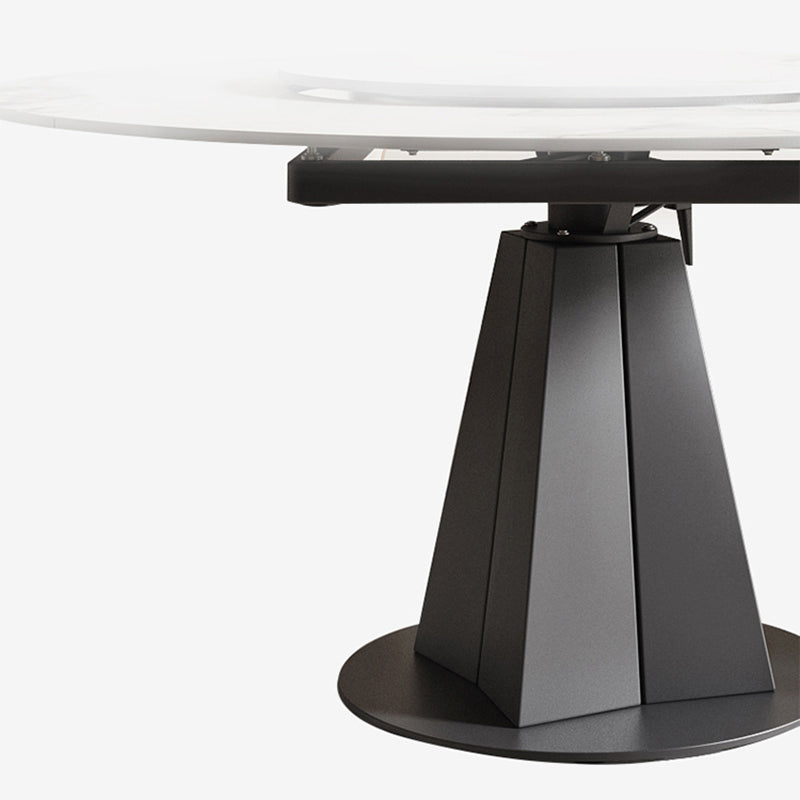 Modern Sintered Stone Top Dining Table Extendable Round Table with Pedestal Base Clearhalo 'Dining Tables & Seating' 'Dining Tables' 'dining_table' 'furn' 'furn_dining_table' 'Furniture' 'furniture_dining_table' 'Kitchen & Dining Furniture' 'kitchen' 'kitchen_dining_table' 4707073