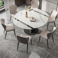 Modern Sintered Stone Top Dining Table Extendable Round Table with Pedestal Base Clearhalo 'Dining Tables & Seating' 'Dining Tables' 'dining_table' 'furn' 'furn_dining_table' 'Furniture' 'furniture_dining_table' 'Kitchen & Dining Furniture' 'kitchen' 'kitchen_dining_table' 4707077