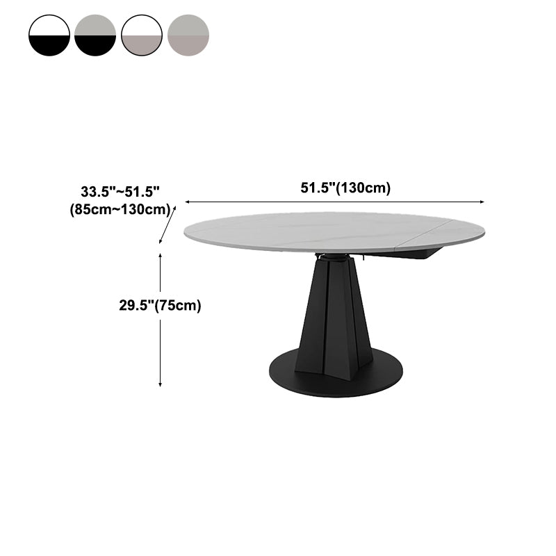 Modern Sintered Stone Top Dining Table Extendable Round Table with Pedestal Base Clearhalo 'Dining Tables & Seating' 'Dining Tables' 'dining_table' 'furn' 'furn_dining_table' 'Furniture' 'furniture_dining_table' 'Kitchen & Dining Furniture' 'kitchen' 'kitchen_dining_table' 4707079