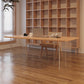 Solid Wood and Acrylic Dinette Table Modern Rectangle Dinner Table Kitchen Home Double Pedestal 63"L x 31.5"W x 29.5"H Without Chairs Clearhalo 'Dining Tables & Seating' 'Dining Tables' 'dining_table' 'furn' 'furn_dining_table' 'Furniture' 'furniture_dining_table' 'Kitchen & Dining Furniture' 'kitchen' 'kitchen_dining_table' 4707126