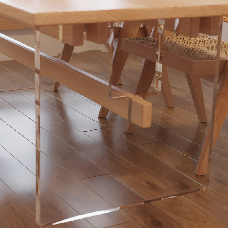 Solid Wood and Acrylic Dinette Table Modern Rectangle Dinner Table Kitchen Home Clearhalo 'Dining Tables & Seating' 'Dining Tables' 'dining_table' 'furn' 'furn_dining_table' 'Furniture' 'furniture_dining_table' 'Kitchen & Dining Furniture' 'kitchen' 'kitchen_dining_table' 4707130