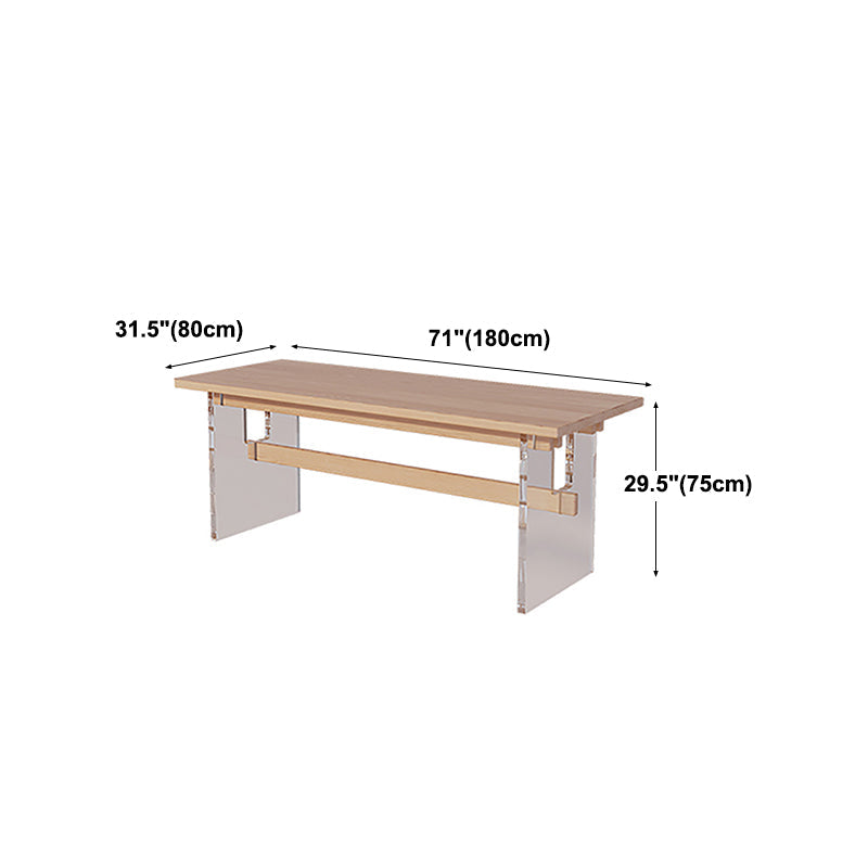 Solid Wood and Acrylic Dinette Table Modern Rectangle Dinner Table Kitchen Home Clearhalo 'Dining Tables & Seating' 'Dining Tables' 'dining_table' 'furn' 'furn_dining_table' 'Furniture' 'furniture_dining_table' 'Kitchen & Dining Furniture' 'kitchen' 'kitchen_dining_table' 4707136