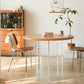 Pine and Acrylic Round Dining Table Modern Natural Dinner Table Kitchen Home Pedestal 43.3"L x 43.3"W x 29.5"H Without Chairs Clearhalo 'Dining Tables & Seating' 'Dining Tables' 'dining_table' 'furn' 'furn_dining_table' 'Furniture' 'furniture_dining_table' 'Kitchen & Dining Furniture' 'kitchen' 'kitchen_dining_table' 4707146
