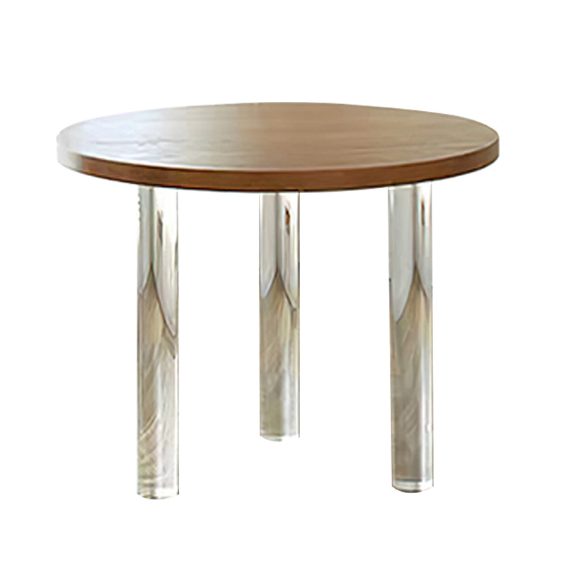 Pine and Acrylic Round Dining Table Modern Natural Dinner Table Kitchen Home Legs Without Chairs Clearhalo 'Dining Tables & Seating' 'Dining Tables' 'dining_table' 'furn' 'furn_dining_table' 'Furniture' 'furniture_dining_table' 'Kitchen & Dining Furniture' 'kitchen' 'kitchen_dining_table' 4707149