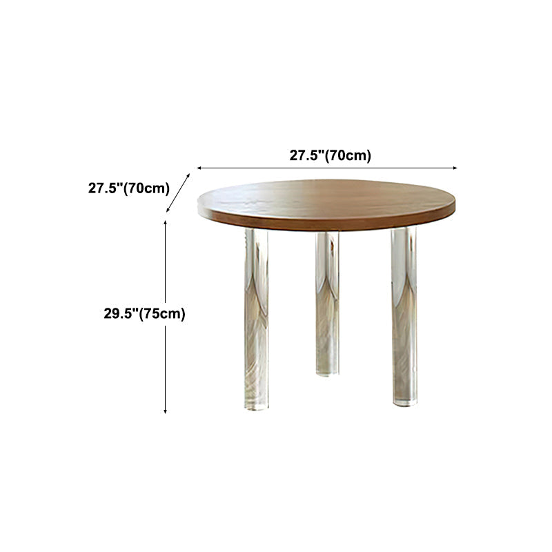Pine and Acrylic Round Dining Table Modern Natural Dinner Table Kitchen Home Clearhalo 'Dining Tables & Seating' 'Dining Tables' 'dining_table' 'furn' 'furn_dining_table' 'Furniture' 'furniture_dining_table' 'Kitchen & Dining Furniture' 'kitchen' 'kitchen_dining_table' 4707156