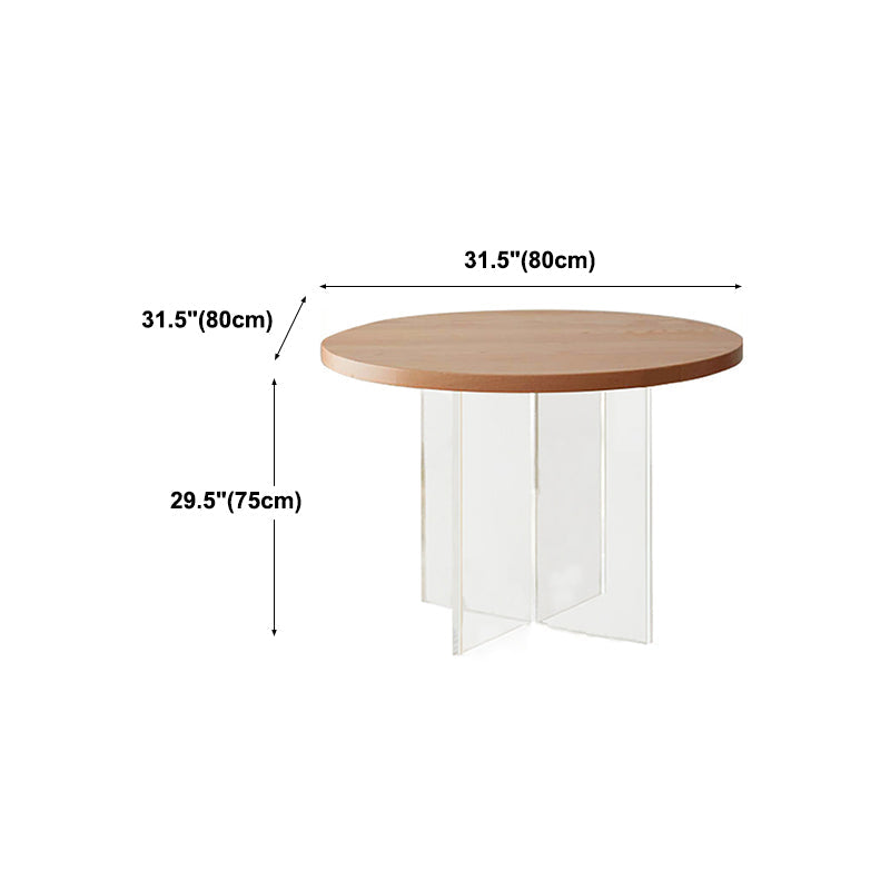 Pine and Acrylic Round Dining Table Modern Natural Dinner Table Kitchen Home Clearhalo 'Dining Tables & Seating' 'Dining Tables' 'dining_table' 'furn' 'furn_dining_table' 'Furniture' 'furniture_dining_table' 'Kitchen & Dining Furniture' 'kitchen' 'kitchen_dining_table' 4707164