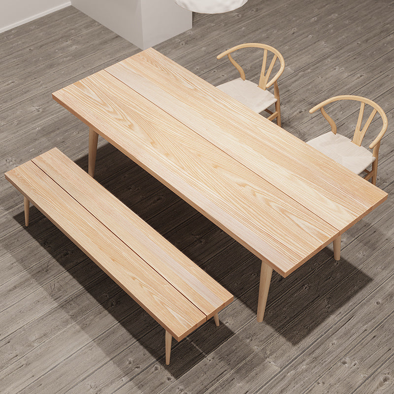 Modern Solid Wood Dining Room Collection Rectangle Tripod Dining Table in Natural 70.9"L x 35.4"W x 29.5"H Without Chairs Clearhalo 'Dining Tables & Seating' 'Dining Tables' 'dining_table' 'furn' 'furn_dining_table' 'Furniture' 'furniture_dining_table' 'Kitchen & Dining Furniture' 'kitchen' 'kitchen_dining_table' 4707170