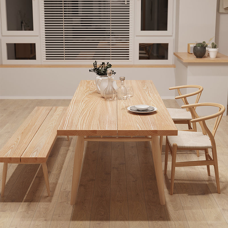 Modern Solid Wood Dining Room Collection Rectangle Tripod Dining Table in Natural Clearhalo 'Dining Tables & Seating' 'Dining Tables' 'dining_table' 'furn' 'furn_dining_table' 'Furniture' 'furniture_dining_table' 'Kitchen & Dining Furniture' 'kitchen' 'kitchen_dining_table' 4707176