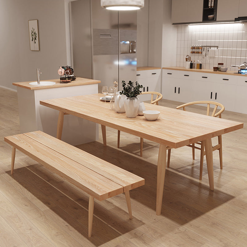 Modern Solid Wood Dining Room Collection Rectangle Tripod Dining Table in Natural Clearhalo 'Dining Tables & Seating' 'Dining Tables' 'dining_table' 'furn' 'furn_dining_table' 'Furniture' 'furniture_dining_table' 'Kitchen & Dining Furniture' 'kitchen' 'kitchen_dining_table' 4707177