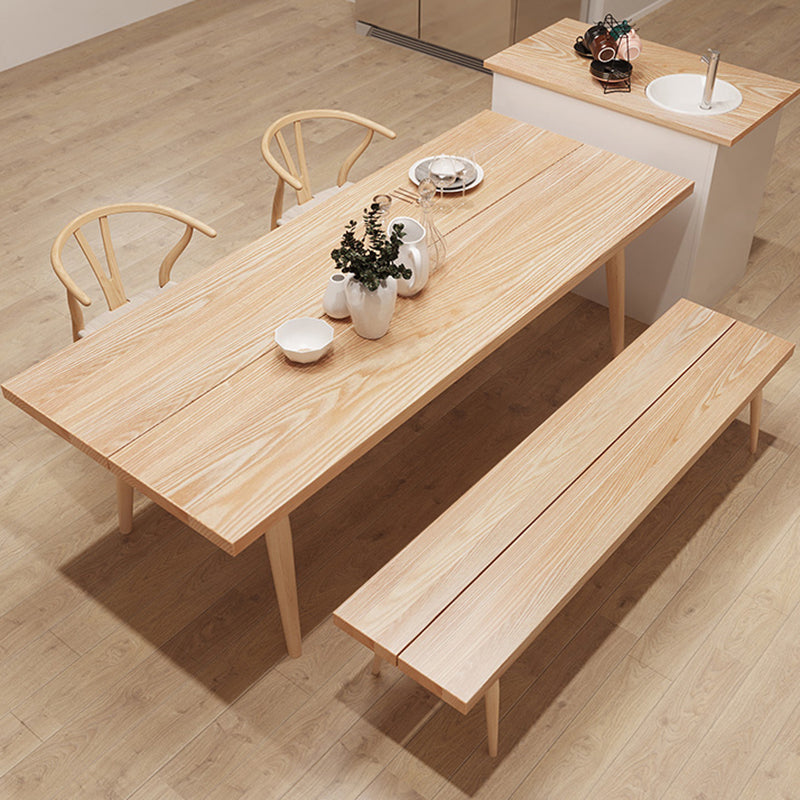 Modern Solid Wood Dining Room Collection Rectangle Tripod Dining Table in Natural Clearhalo 'Dining Tables & Seating' 'Dining Tables' 'dining_table' 'furn' 'furn_dining_table' 'Furniture' 'furniture_dining_table' 'Kitchen & Dining Furniture' 'kitchen' 'kitchen_dining_table' 4707178