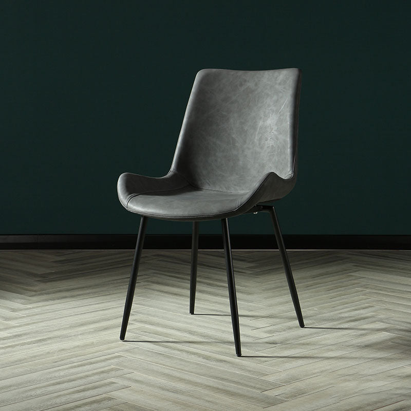 Industrial Design Faux Leather Side Chair Solid Back Chair for Home Dark Gray 1 Piece Clearhalo 'Dining Chairs' 'Dining Tables & Seating' 'dining_chair' 'furn' 'furn_dining_chair' 'Furniture' 'furniture_dining_chair' 'Kitchen & Dining Furniture' 4707211