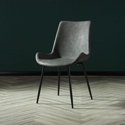 Industrial Design Faux Leather Side Chair Solid Back Chair for Home Dark Gray 1 Piece Clearhalo 'Dining Chairs' 'Dining Tables & Seating' 'dining_chair' 'furn' 'furn_dining_chair' 'Furniture' 'furniture_dining_chair' 'Kitchen & Dining Furniture' 4707211