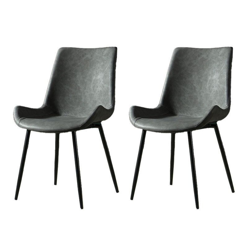 Industrial Design Faux Leather Side Chair Solid Back Chair for Home Dark Gray 2 Piece Set Clearhalo 'Dining Chairs' 'Dining Tables & Seating' 'dining_chair' 'furn' 'furn_dining_chair' 'Furniture' 'furniture_dining_chair' 'Kitchen & Dining Furniture' 4707212