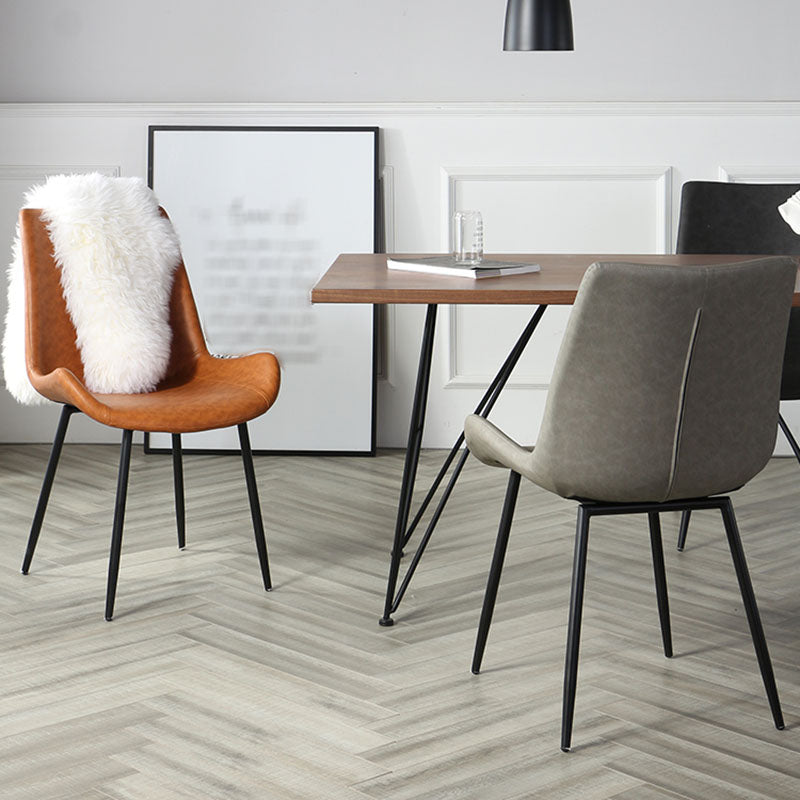 Industrial Design Faux Leather Side Chair Solid Back Chair for Home Clearhalo 'Dining Chairs' 'Dining Tables & Seating' 'dining_chair' 'furn' 'furn_dining_chair' 'Furniture' 'furniture_dining_chair' 'Kitchen & Dining Furniture' 4707213