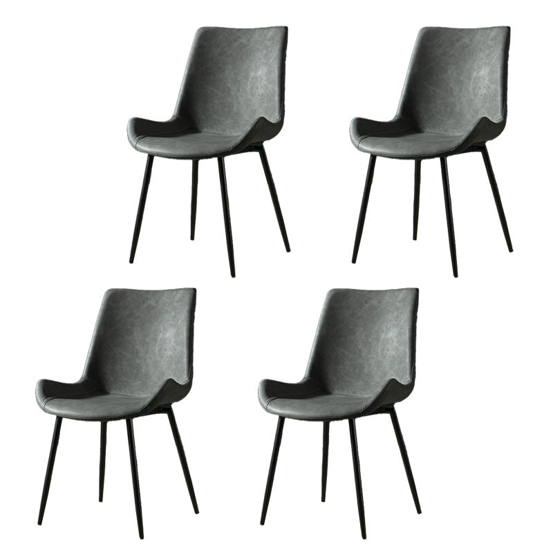 Industrial Design Faux Leather Side Chair Solid Back Chair for Home Dark Gray 4 Piece Set Clearhalo 'Dining Chairs' 'Dining Tables & Seating' 'dining_chair' 'furn' 'furn_dining_chair' 'Furniture' 'furniture_dining_chair' 'Kitchen & Dining Furniture' 4707214