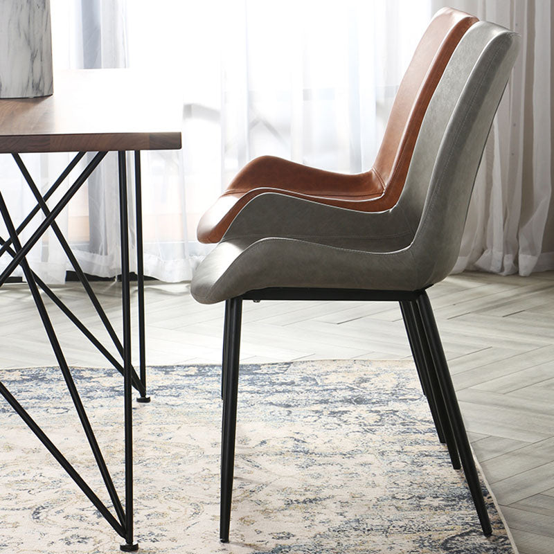 Industrial Design Faux Leather Side Chair Solid Back Chair for Home Clearhalo 'Dining Chairs' 'Dining Tables & Seating' 'dining_chair' 'furn' 'furn_dining_chair' 'Furniture' 'furniture_dining_chair' 'Kitchen & Dining Furniture' 4707216