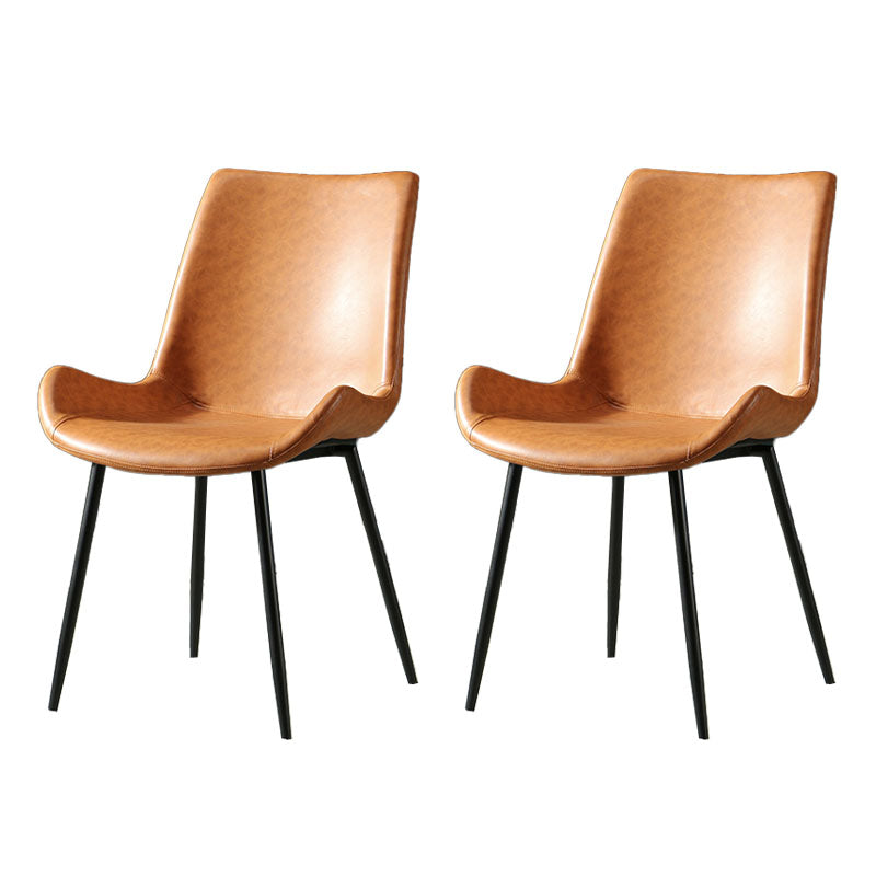 Industrial Design Faux Leather Side Chair Solid Back Chair for Home Brown 2 Piece Set Clearhalo 'Dining Chairs' 'Dining Tables & Seating' 'dining_chair' 'furn' 'furn_dining_chair' 'Furniture' 'furniture_dining_chair' 'Kitchen & Dining Furniture' 4707218