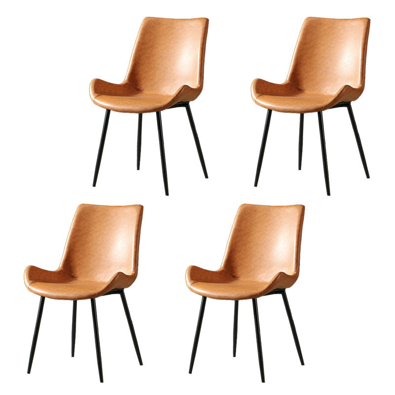 Industrial Design Faux Leather Side Chair Solid Back Chair for Home Brown 4 Piece Set Clearhalo 'Dining Chairs' 'Dining Tables & Seating' 'dining_chair' 'furn' 'furn_dining_chair' 'Furniture' 'furniture_dining_chair' 'Kitchen & Dining Furniture' 4707220