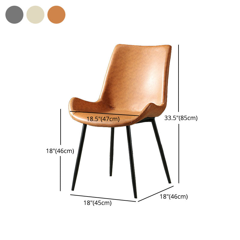 Industrial Design Faux Leather Side Chair Solid Back Chair for Home Clearhalo 'Dining Chairs' 'Dining Tables & Seating' 'dining_chair' 'furn' 'furn_dining_chair' 'Furniture' 'furniture_dining_chair' 'Kitchen & Dining Furniture' 4707234
