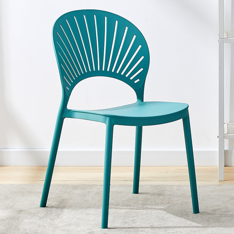 Contemporary Open Stacking Side Chair Matte Finish Plastic Dining Chair Blue 1 Piece Clearhalo 'Dining Chairs' 'Dining Tables & Seating' 'dining_chair' 'furn' 'furn_dining_chair' 'Furniture' 'furniture_dining_chair' 'Kitchen & Dining Furniture' 4707242