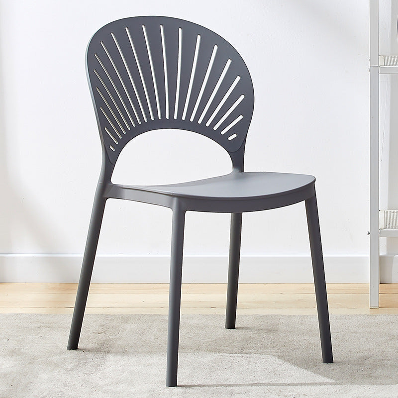 Contemporary Open Stacking Side Chair Matte Finish Plastic Dining Chair Grey 1 Piece Clearhalo 'Dining Chairs' 'Dining Tables & Seating' 'dining_chair' 'furn' 'furn_dining_chair' 'Furniture' 'furniture_dining_chair' 'Kitchen & Dining Furniture' 4707247