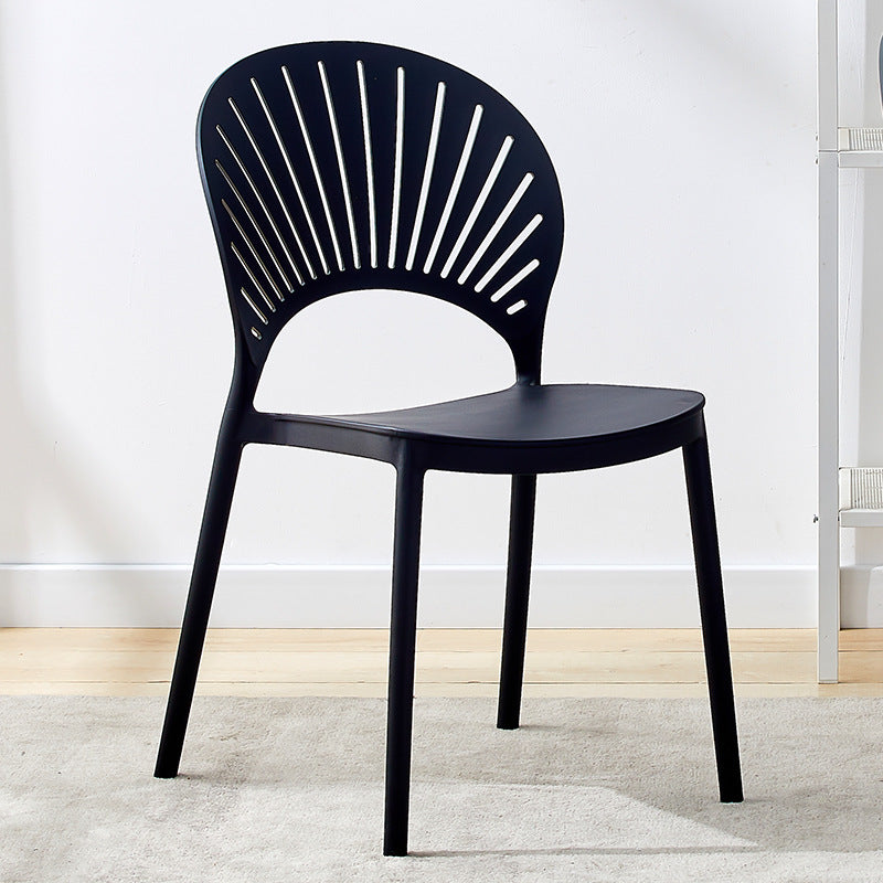 Contemporary Open Stacking Side Chair Matte Finish Plastic Dining Chair Black 1 Piece Clearhalo 'Dining Chairs' 'Dining Tables & Seating' 'dining_chair' 'furn' 'furn_dining_chair' 'Furniture' 'furniture_dining_chair' 'Kitchen & Dining Furniture' 4707253