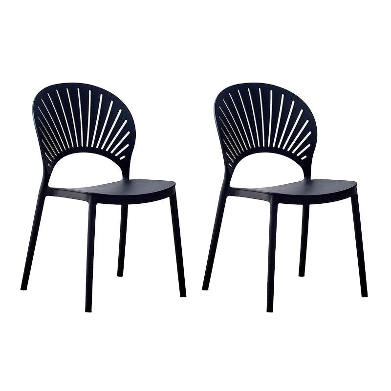 Contemporary Open Stacking Side Chair Matte Finish Plastic Dining Chair Black 2 Piece Set Clearhalo 'Dining Chairs' 'Dining Tables & Seating' 'dining_chair' 'furn' 'furn_dining_chair' 'Furniture' 'furniture_dining_chair' 'Kitchen & Dining Furniture' 4707255