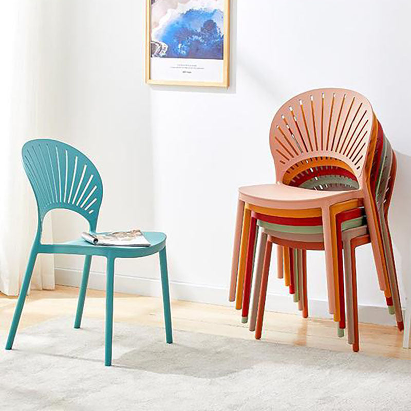 Contemporary Open Stacking Side Chair Matte Finish Plastic Dining Chair Clearhalo 'Dining Chairs' 'Dining Tables & Seating' 'dining_chair' 'furn' 'furn_dining_chair' 'Furniture' 'furniture_dining_chair' 'Kitchen & Dining Furniture' 4707256
