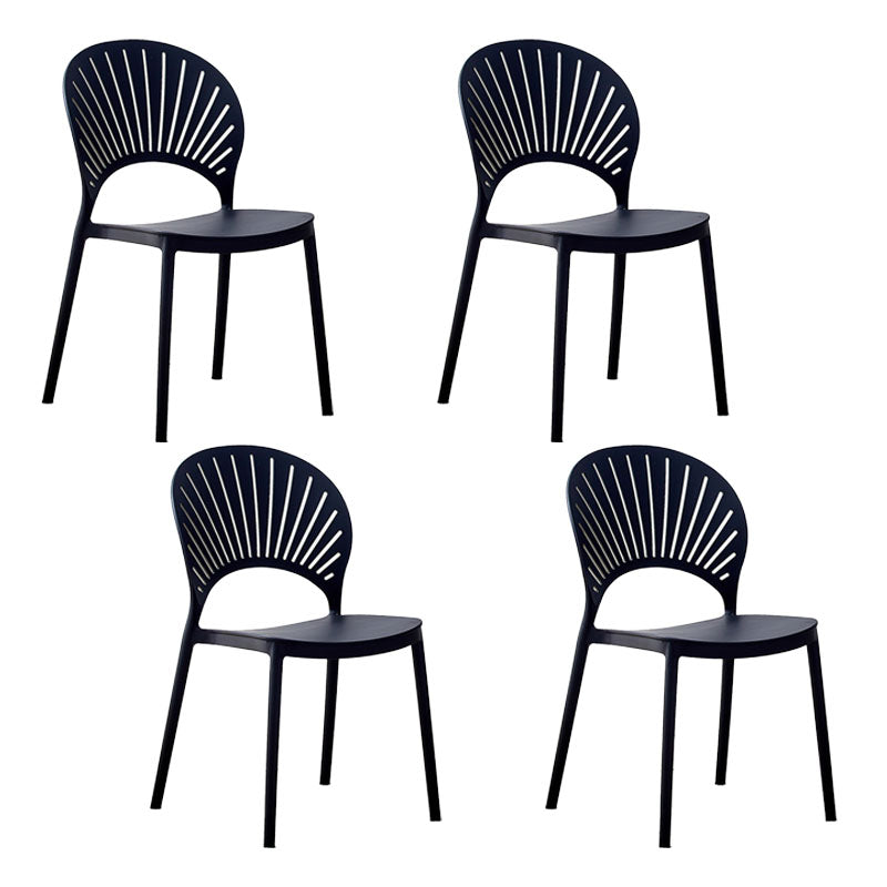 Contemporary Open Stacking Side Chair Matte Finish Plastic Dining Chair Black 4 Piece Set Clearhalo 'Dining Chairs' 'Dining Tables & Seating' 'dining_chair' 'furn' 'furn_dining_chair' 'Furniture' 'furniture_dining_chair' 'Kitchen & Dining Furniture' 4707258