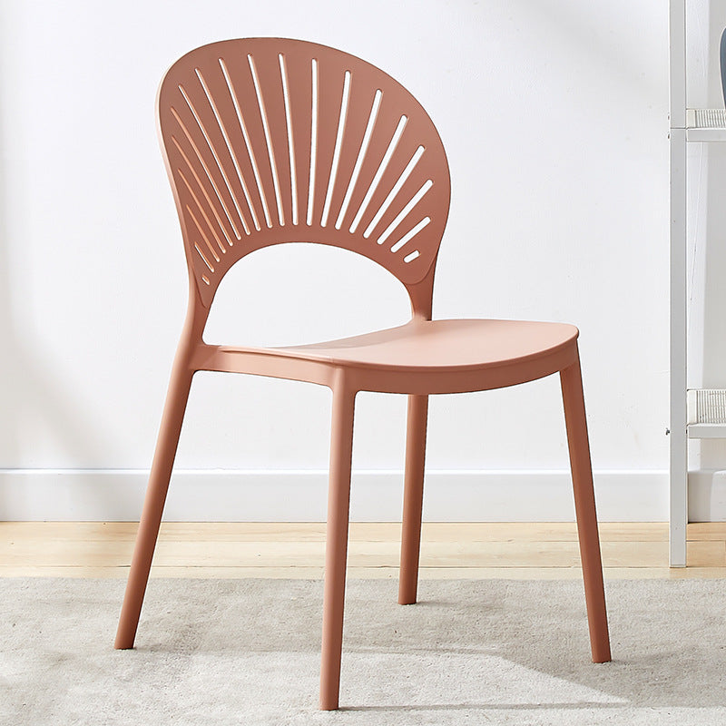 Contemporary Open Stacking Side Chair Matte Finish Plastic Dining Chair Pink 1 Piece Clearhalo 'Dining Chairs' 'Dining Tables & Seating' 'dining_chair' 'furn' 'furn_dining_chair' 'Furniture' 'furniture_dining_chair' 'Kitchen & Dining Furniture' 4707259