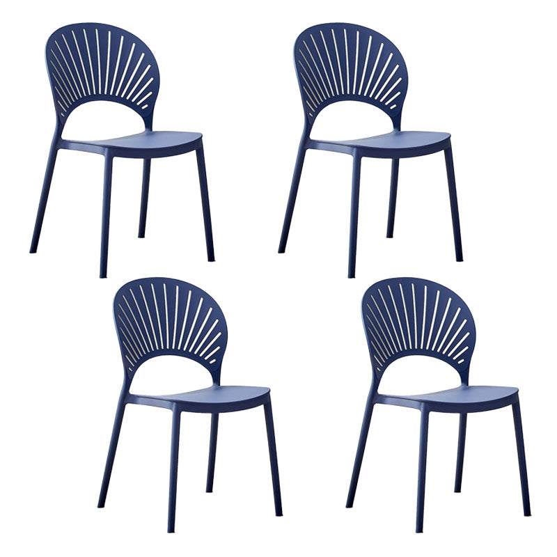 Contemporary Open Stacking Side Chair Matte Finish Plastic Dining Chair Gray-Blue 4 Piece Set Clearhalo 'Dining Chairs' 'Dining Tables & Seating' 'dining_chair' 'furn' 'furn_dining_chair' 'Furniture' 'furniture_dining_chair' 'Kitchen & Dining Furniture' 4707264