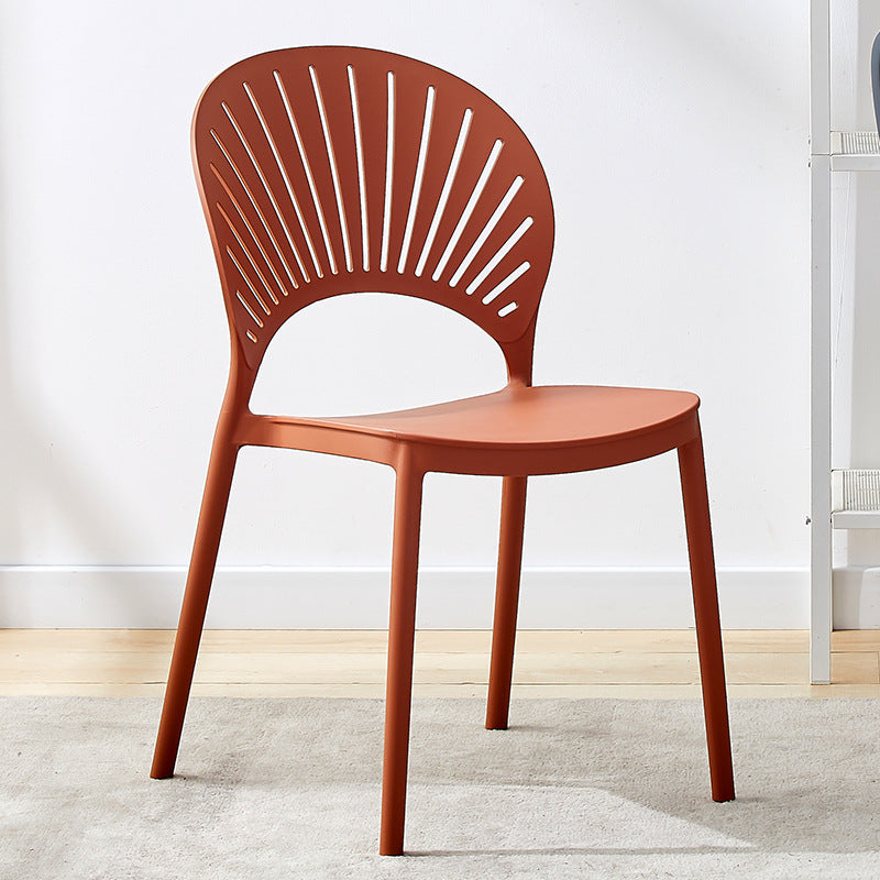 Contemporary Open Stacking Side Chair Matte Finish Plastic Dining Chair Brown 1 Piece Clearhalo 'Dining Chairs' 'Dining Tables & Seating' 'dining_chair' 'furn' 'furn_dining_chair' 'Furniture' 'furniture_dining_chair' 'Kitchen & Dining Furniture' 4707265