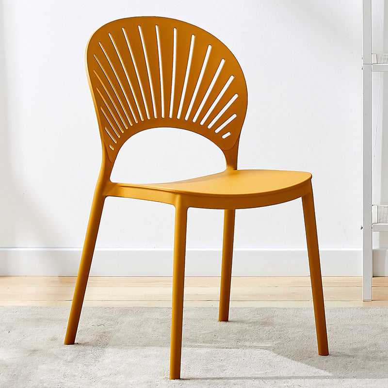 Contemporary Open Stacking Side Chair Matte Finish Plastic Dining Chair Ginger 1 Piece Clearhalo 'Dining Chairs' 'Dining Tables & Seating' 'dining_chair' 'furn' 'furn_dining_chair' 'Furniture' 'furniture_dining_chair' 'Kitchen & Dining Furniture' 4707268