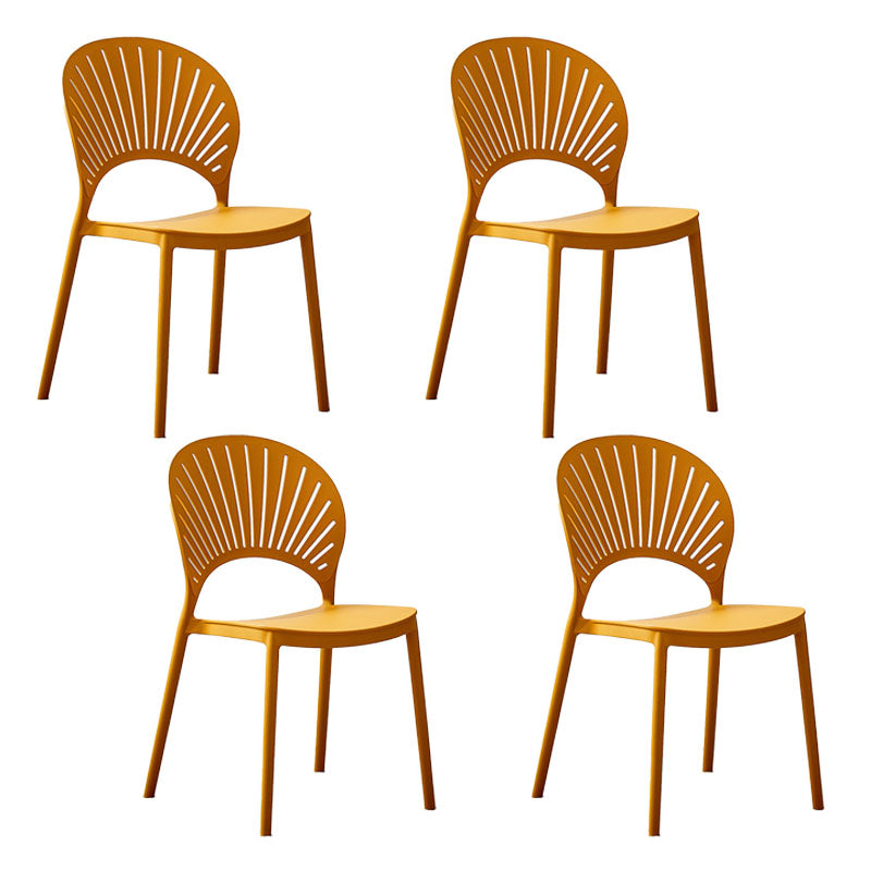 Contemporary Open Stacking Side Chair Matte Finish Plastic Dining Chair Ginger 4 Piece Set Clearhalo 'Dining Chairs' 'Dining Tables & Seating' 'dining_chair' 'furn' 'furn_dining_chair' 'Furniture' 'furniture_dining_chair' 'Kitchen & Dining Furniture' 4707270