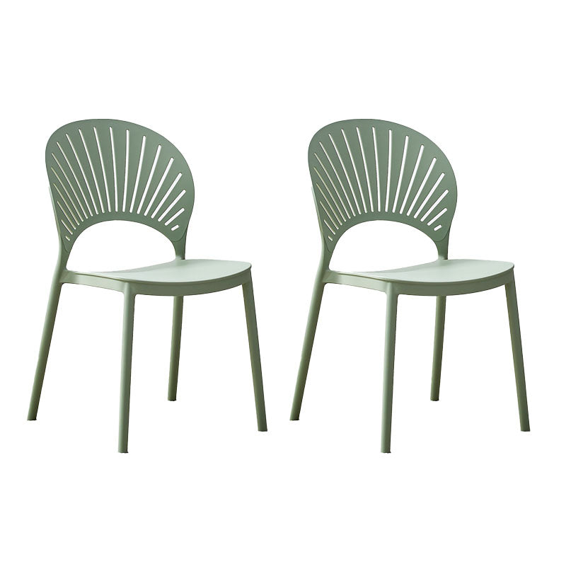 Contemporary Open Stacking Side Chair Matte Finish Plastic Dining Chair Green 2 Piece Set Clearhalo 'Dining Chairs' 'Dining Tables & Seating' 'dining_chair' 'furn' 'furn_dining_chair' 'Furniture' 'furniture_dining_chair' 'Kitchen & Dining Furniture' 4707272