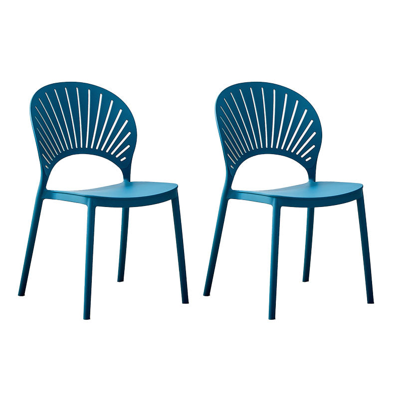 Contemporary Open Stacking Side Chair Matte Finish Plastic Dining Chair Peacock Blue 2 Piece Set Clearhalo 'Dining Chairs' 'Dining Tables & Seating' 'dining_chair' 'furn' 'furn_dining_chair' 'Furniture' 'furniture_dining_chair' 'Kitchen & Dining Furniture' 4707275