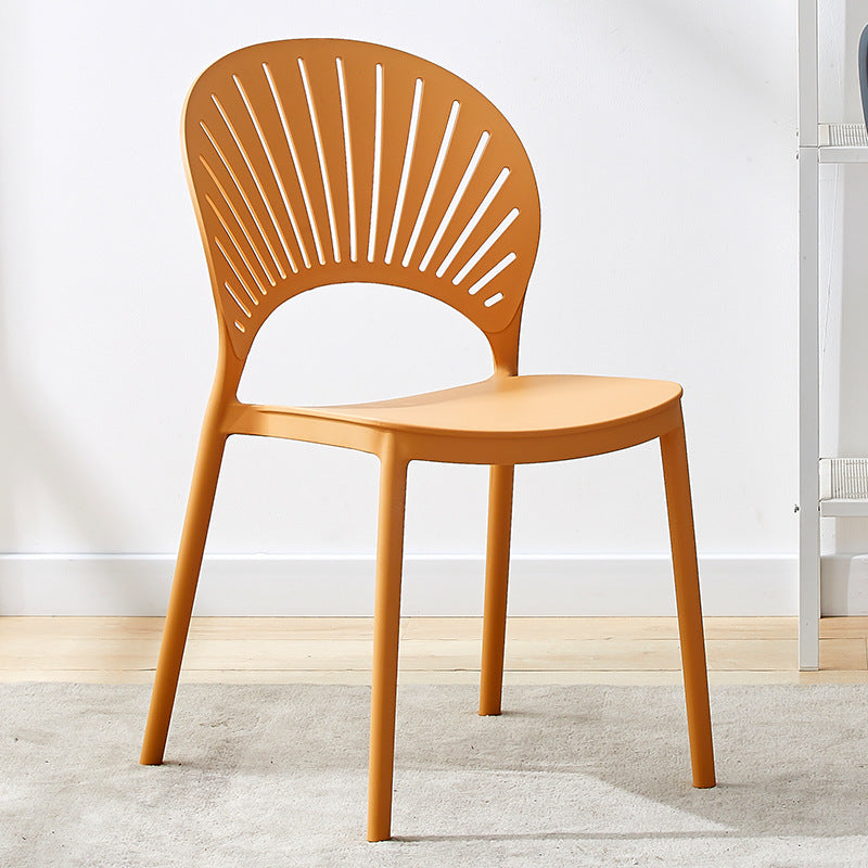 Contemporary Open Stacking Side Chair Matte Finish Plastic Dining Chair Orange 1 Piece Clearhalo 'Dining Chairs' 'Dining Tables & Seating' 'dining_chair' 'furn' 'furn_dining_chair' 'Furniture' 'furniture_dining_chair' 'Kitchen & Dining Furniture' 4707277