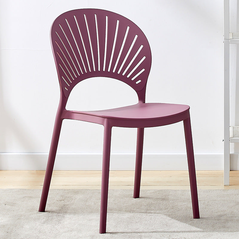 Contemporary Open Stacking Side Chair Matte Finish Plastic Dining Chair Purple 1 Piece Clearhalo 'Dining Chairs' 'Dining Tables & Seating' 'dining_chair' 'furn' 'furn_dining_chair' 'Furniture' 'furniture_dining_chair' 'Kitchen & Dining Furniture' 4707280