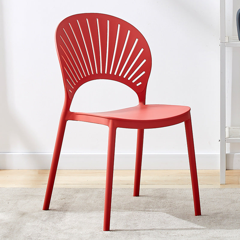 Contemporary Open Stacking Side Chair Matte Finish Plastic Dining Chair Watermelon Red 1 Piece Clearhalo 'Dining Chairs' 'Dining Tables & Seating' 'dining_chair' 'furn' 'furn_dining_chair' 'Furniture' 'furniture_dining_chair' 'Kitchen & Dining Furniture' 4707286