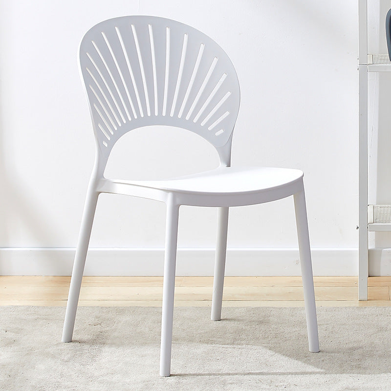 Contemporary Open Stacking Side Chair Matte Finish Plastic Dining Chair White 1 Piece Clearhalo 'Dining Chairs' 'Dining Tables & Seating' 'dining_chair' 'furn' 'furn_dining_chair' 'Furniture' 'furniture_dining_chair' 'Kitchen & Dining Furniture' 4707289