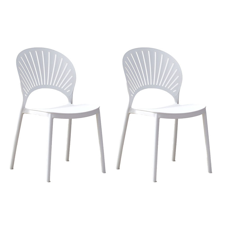 Contemporary Open Stacking Side Chair Matte Finish Plastic Dining Chair White 2 Piece Set Clearhalo 'Dining Chairs' 'Dining Tables & Seating' 'dining_chair' 'furn' 'furn_dining_chair' 'Furniture' 'furniture_dining_chair' 'Kitchen & Dining Furniture' 4707290
