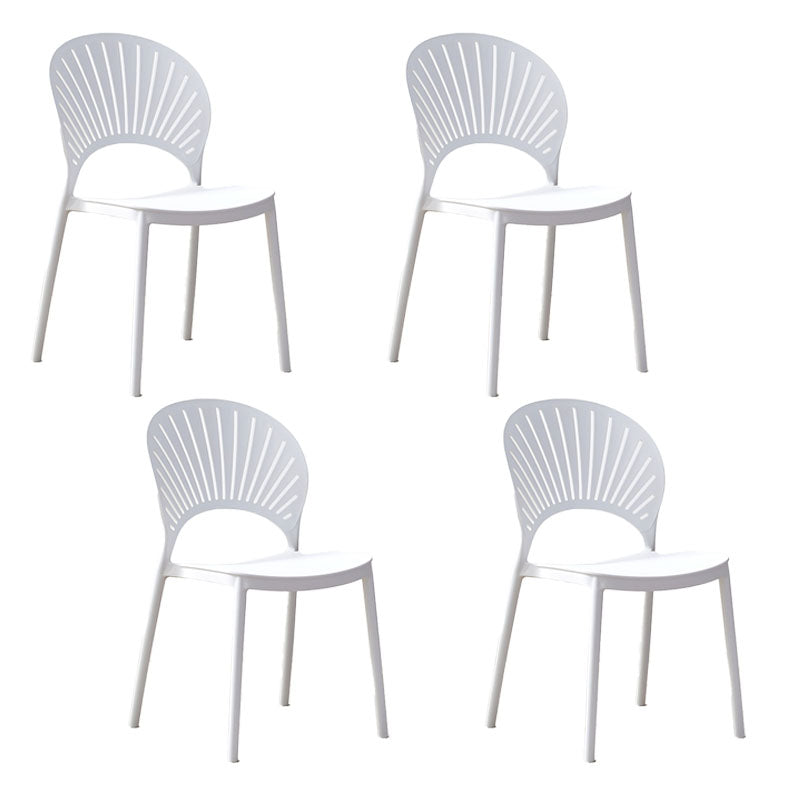 Contemporary Open Stacking Side Chair Matte Finish Plastic Dining Chair White 4 Piece Set Clearhalo 'Dining Chairs' 'Dining Tables & Seating' 'dining_chair' 'furn' 'furn_dining_chair' 'Furniture' 'furniture_dining_chair' 'Kitchen & Dining Furniture' 4707291
